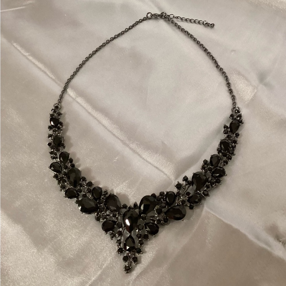 Black Rhinestone Statement Necklace